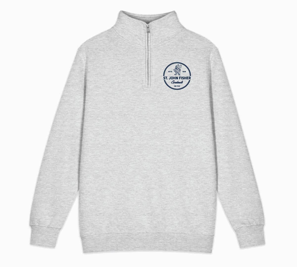 Circular Badge Quarter Zip - Grey