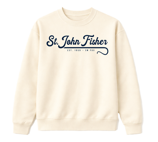 Script with Staff Crew Neck - Navy Graphic