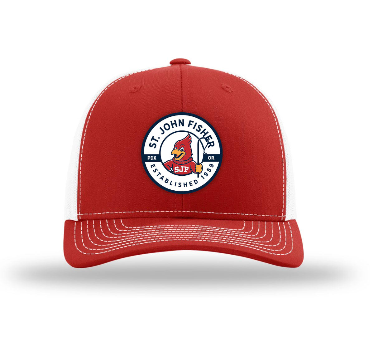 Circular Badge Trucker Cap - Red and White